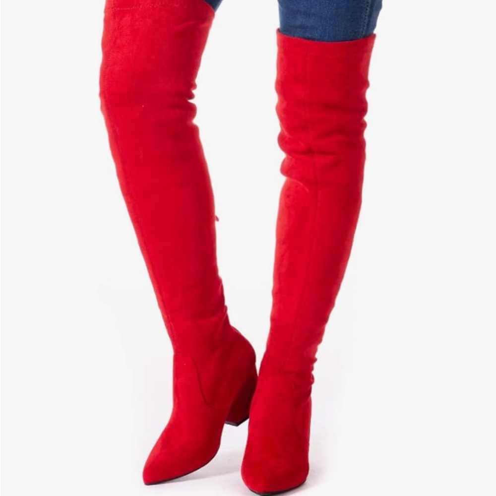 Red Over-the-Knee Women's Boots